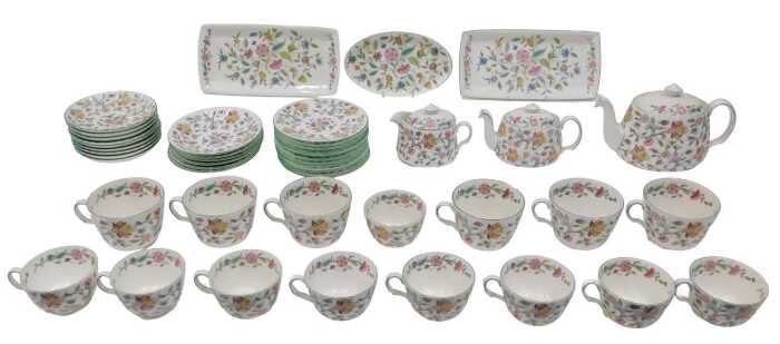 A Minton Haddon Hall part dinner service, to include teapot, 17cm high, another smaller,...