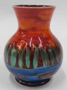 A 20thC Anita Harris pottery swan vase, of bulbous form on a circular foot, hand painted in red,... - 2