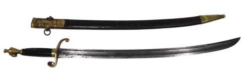 A 19thC naval dirk, with urn pommel, turned horn handle, scroll grip, plain steel sabre blade,...