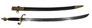A 19thC naval dirk, with urn pommel, turned horn handle, scroll grip, plain steel sabre blade,...