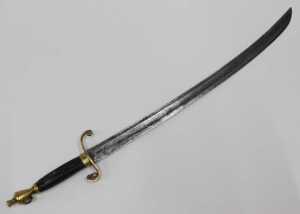 A 19thC naval dirk, with urn pommel, turned horn handle, scroll grip, plain steel sabre blade,... - 2