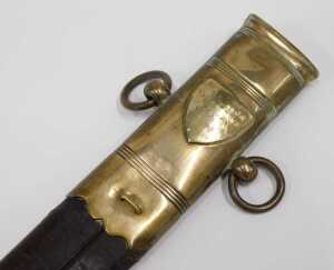 A 19thC naval dirk, with urn pommel, turned horn handle, scroll grip, plain steel sabre blade,... - 7
