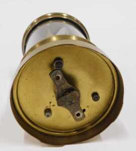 An early 20thC Plato style brass cased ticket desk jump hour clock, of cylindrical form, with... - 3