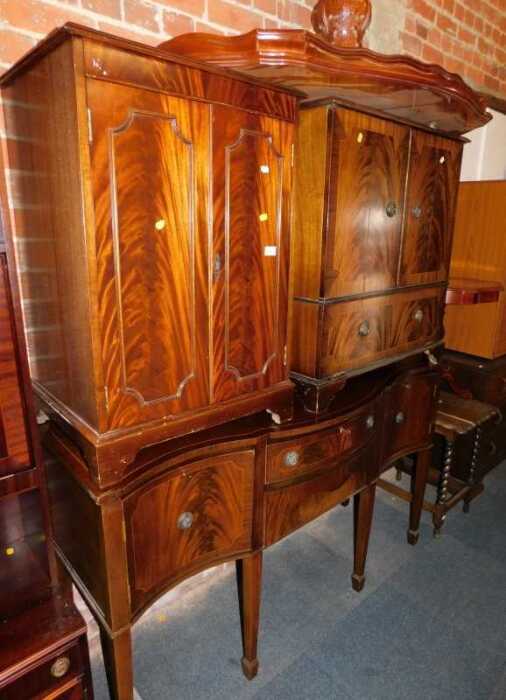 Furniture, to include a reproduction mahogany veneered two door cupboard, a small occasional...