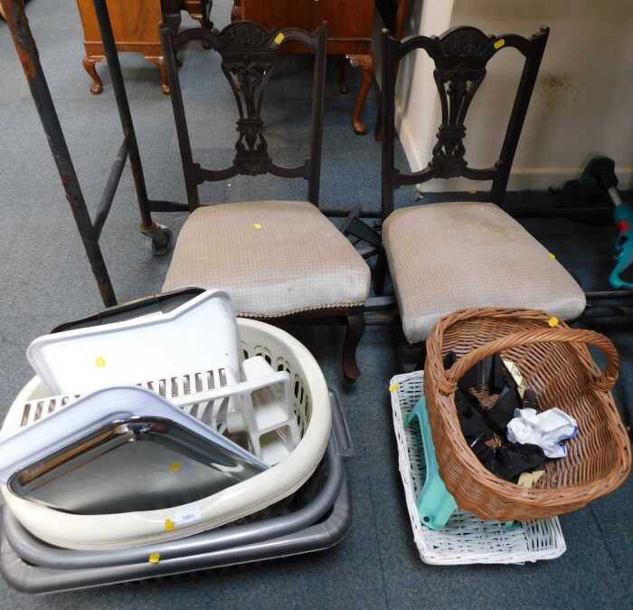 Miscellaneous items, to include two nursing chairs, washing baskets, trays, etc.