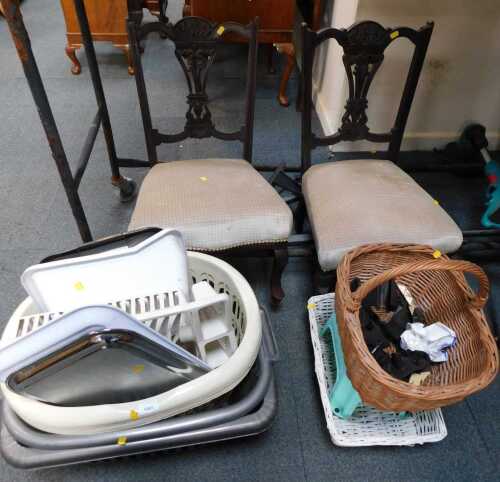 Miscellaneous items, to include two nursing chairs, washing baskets, trays, etc.