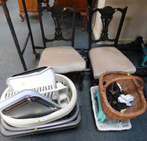Miscellaneous items, to include two nursing chairs, washing baskets, trays, etc.
