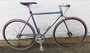 A Jamis Sputnik fixed-gear road bike, constructed from Reynolds 520 chromoly tubes, with a... - 5