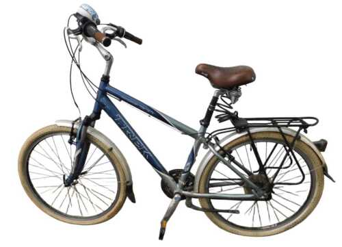 A Trek Navigator 300 hybrid bike, with a Shimano S-Ram X7 gear set, an Alpha custom aluminium...