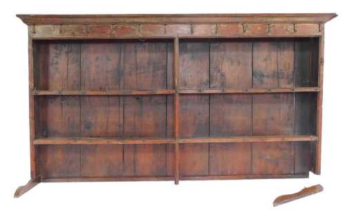 A 19thC mahogany dresser back, of three tier design, 95cm high, 170cm wide, 22cm deep. (AF)