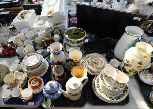 Household effects, including a Victorian milk glass vase, commemorative mugs, part teawares, a...