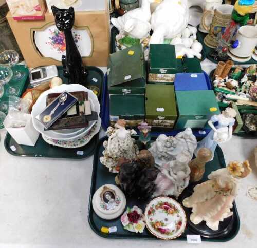 Various ceramics, etc., to include boxed Lilliput Lane cottages, figurines, 1950s cat vase,...