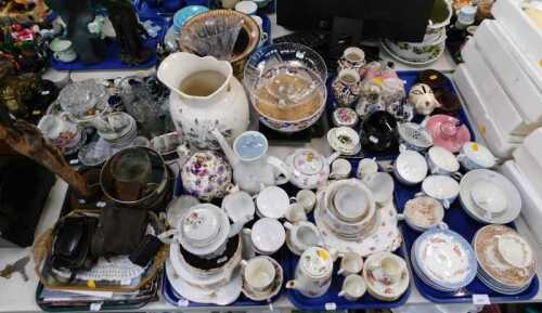 Miscellaneous ceramics, etc., to include a Victorian black glazed tobacco jar, Victorian part...