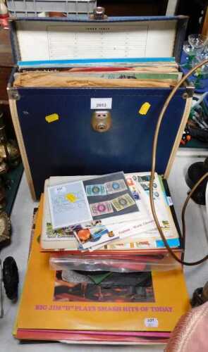 A group of LP and 45rpm records, stamps in albums and loose, etc. (a quantity)