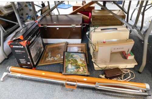 An electric Singer sewing machine, a Colman coolbox, a Reflecta projector together with a...