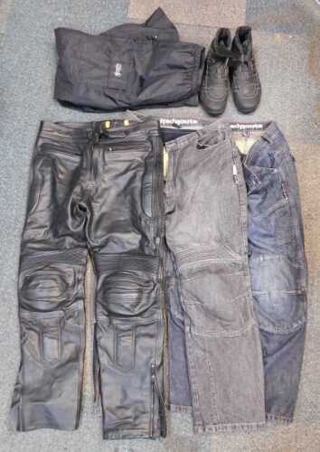 A pair of Red Route denim jeans, UK 38, and a pair of Frank Thomas UK 11 short motorcycle boots,...