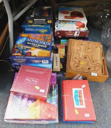 Games, including Munchkin 40,000, Star Wars Saga Edition chess set, Inspector McClue, Death to...