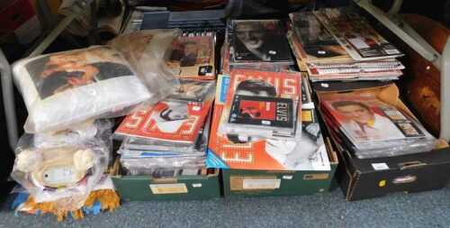 Various Elvis memorabilia, to include magazines, calendars, cushions, bears, tabards, etc. (all...