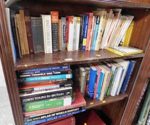 Books, fiction and non-fiction, mixed interest. (2 shelves)