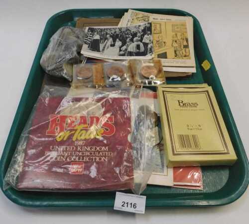 Postcards, coins and stamps, comprising British Postage Stamp first day covers, Heads or Tails...