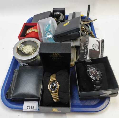 Assorted costume jewellery and effects, to include wristwatches, Reflex and others. (1 tray)