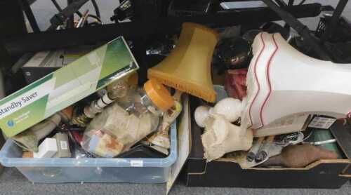 Assorted household china and effects, planters, sweet jar, scales, otter, etc. (4 boxes)