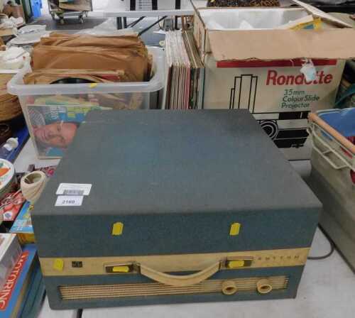 A KB Rhythm radio, a Rondette colour slide projector, and a small group of VCR records, to...