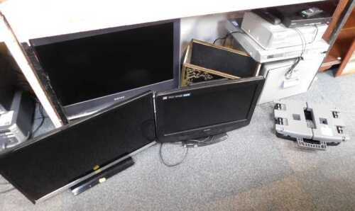A Sony Bravia 26" colour television, with remote, a Bush HD ready digital LCD 19" TV, a Mitchell...