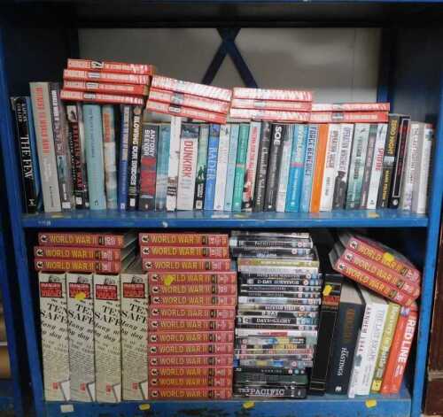 Various World War related books, predominantly paperback fiction, to include Churchill (Winston...