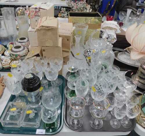Glassware, to include ice buckets, decanters, drinking glasses, cocktail mixer, etc. (a quantity)