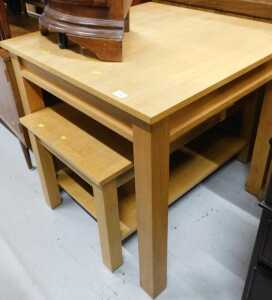 V - A light oak table and coffee table. Note: VAT is payable on the hammer price of this lot at 20%.