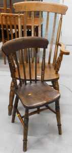 A grandfather chair, and an ash and elm kitchen chair. (2)