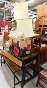 V - Various furniture and effects, a pair of table lamps, elm Chippendale style country chair,...