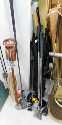 Various golf clubs, children's clubs, etc., blue flash iron, Attack putter, Ben Sayers head...