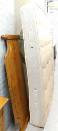 An anti-slip king size bed divan base, with memory foam mattress and Ducal style pine headboard.