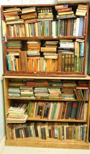 Various books, paperback novels, hardback leather bound non fiction, The National Encyclopaedia,...