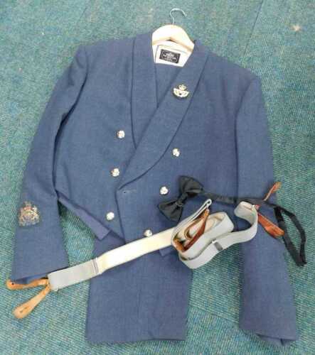 An RAF two piece mess jacket and trouser set, with R E City Limited Ltd label, and staybright...
