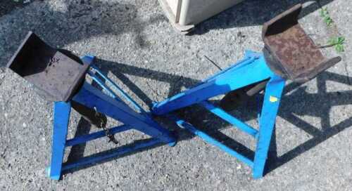 A pair of metal axle stands.