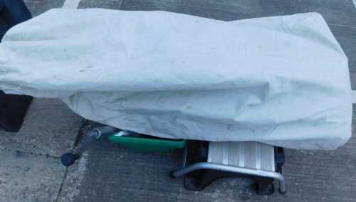 Various tarpaulin, low industrial steps, other metalware, etc. (a quantity)