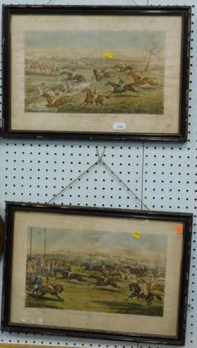 After Alken. Aylesbury Grand Steeple Chase, The Brook Scene 1866, and another Coming In,...