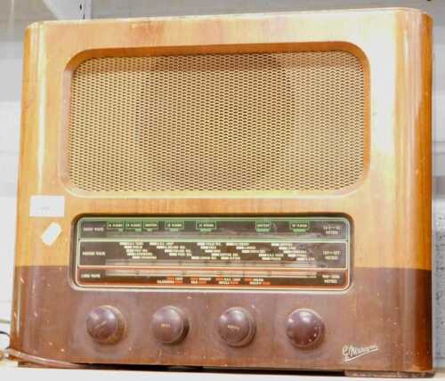 A Marconi wood cased shortwave mediumwave and longwave radio.