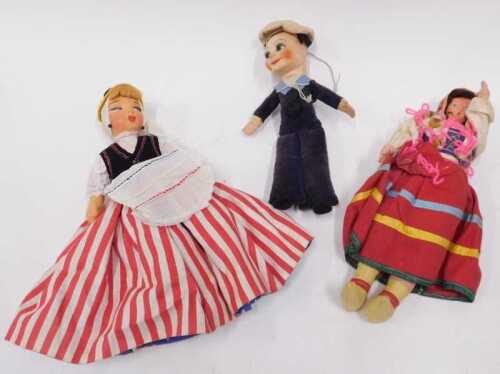 A vintage Nora Wellings sailor doll, with cap tally for the Iberia, together with a double ended...