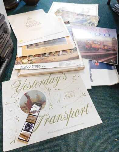 Various advertising calendars, classic car and others, Neil Bruce photographed Old Timers...