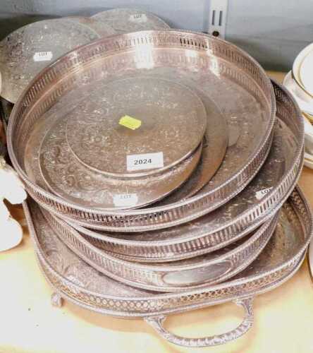 Various silver plate, to include trays and coasters.