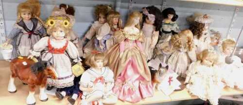 A collection of dolls, to include Franklin Mint and Regency Fine Art special editions, etc.,...