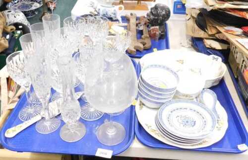 Glassware and ceramics, to include wine glasses, champagne flutes, candlesticks, Oriental plates,...
