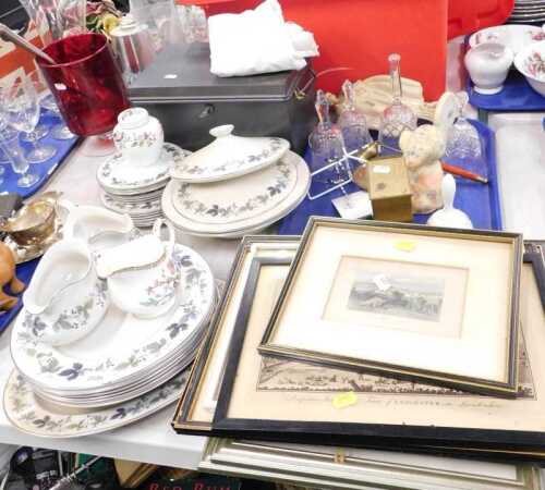 A Royal Doulton Burgundy part dinner set, to include plates, gravy boat, tureen, etc., together...
