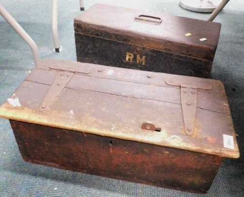 Two wooden toolboxes.