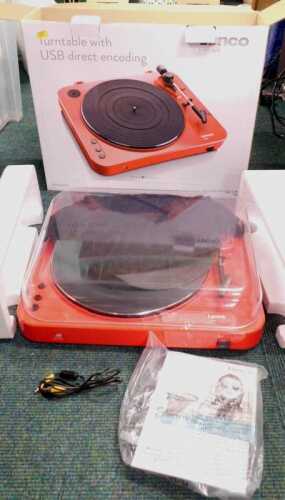 A Lenco L-85 record player, turntable, with USB direct encoding, in box.