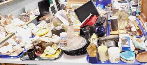 Housewares and ceramics, to include Royal Victoria Wade pottery spirit flasks, for sherry and...
